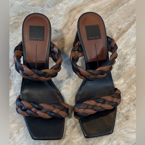 Women’s DOLCE VITA Paily brown & black braided heeled sandal- Size 9 - Picture 5 of 9